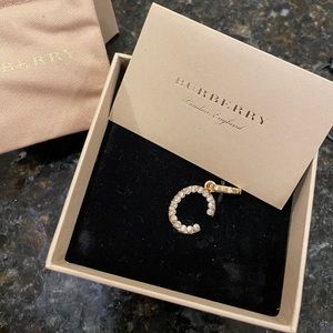 Burberry Gold Plated S Pendant with crystal stones o